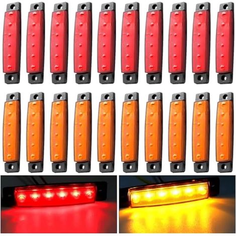 Biqing 20PCS Feu de Gabarit Remorque Rouge Jaune, LED Feux de Gabarit Indicateurs De Position 12V pour Camion Remorque Camion Bus Bateau (1/5)