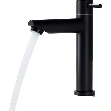1 Robinet, effet cascade, acier inoxydable, finition noire mate, salle de bain (1/5)