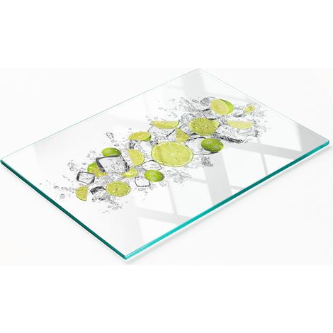 Küchenbrett aus Glas mit Eiswürfelmuster, Limettengeschmack, 80 x 52 cm (1/5)
