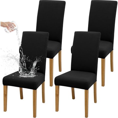 Stuhlbezüge 4er Set Schwarz, weich & dehnbar, waschbar, für Esszimmer & Küche (1/5)