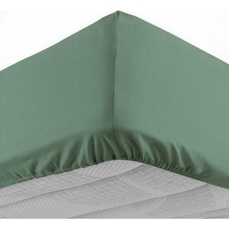 Drap housse - - Line Cèdre - 90x190 cm - 100% coton 57 fils/cm² - Bonnet 30 cm (1/4)