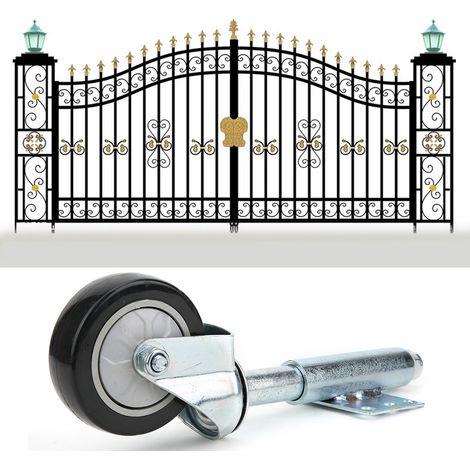 Roulettes à ressort noires de 10 cm (4 po) pour porte, en PVC, charge maximale de 120 kg, couleur noire (1/5)