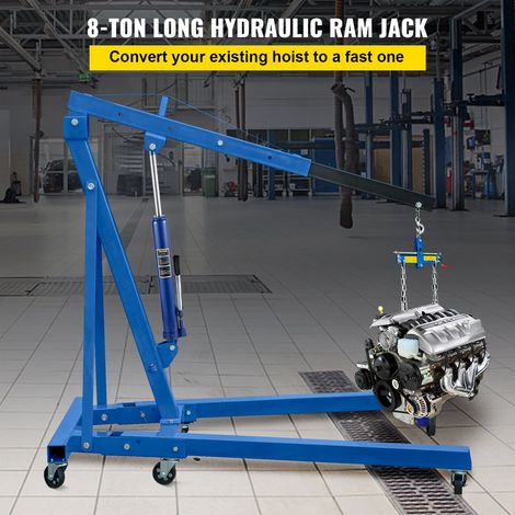 Vérin Hydraulique Long pour Grue d'Atelier 8 T, Cylindre Hydraulique Support Moteur avec Pompe à Simple Piston et Base à Chape, Tig… (1/5)