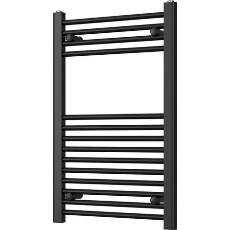 Zennor - Black Heated Towel Rail - H800mm x W500mm - Straight (1/3)