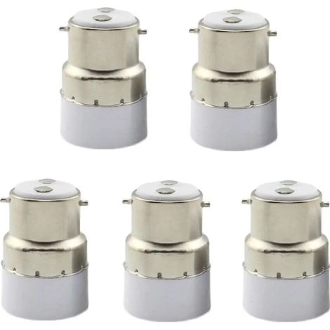Lntyq Paquet de 5 convertisseurs de douille d'ampoule B22 à E14 Douille de douille B22 Passer au support de lampe adaptateur standard E14