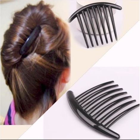 Peigne à cheveux en plastique (lot de 2), peigne latéral, peigne à torsader, peigne à chignon français, pinces à cheveux avec... (1/4)