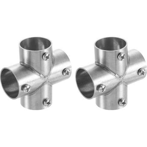 2Pcs Raccord De Tuyau Croisé 4 Voies, Pour Tuyau OD 1 Pouce (25mm) Raccord De Tuyau Structurel En Acier Inoxydable Attache De Clôture À Chaîne (1/5)