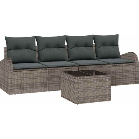 Maison Exclusive - Set Divano da Giardino Grigio 55 x 55 x 37 cm polyrattan