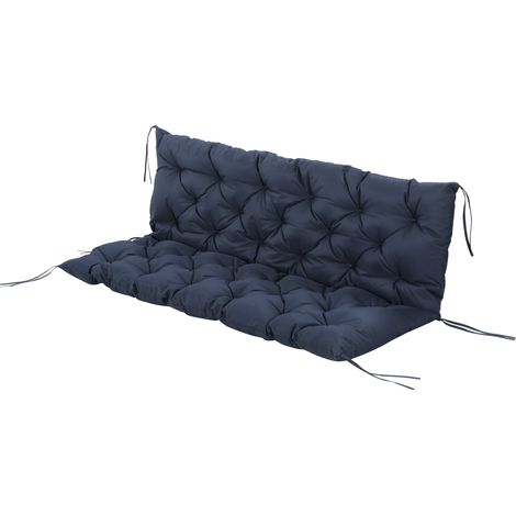Coussin Matelas Assise Dossier pour Banc de Jardin balancelle canapé 3 Places Grand Confort 150 x 98 x 8 cm Bleu