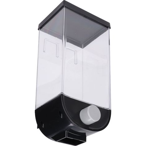 Schwarzer, quadratischer Wandspender mit 1,5 l Fassungsvermögen für Müsli, Nudeln und Trockenlebensmittel, Getreidebehälter mit Deckel, auch ideal für Wäsche, elegante Küchenaufbewahrung. (1/5)