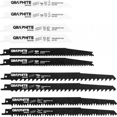 Hojas de sierra sable Graphite 56h049 corte recto y curvo