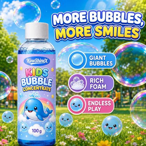 KineShineX Kinder-Seifenblasenwasserkonzentrat, große Nachfüllpackung, Seifenblasenmaschine für Outdoor-Geburtstagsfeiern (1/4)