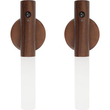 Veilleuse à induction magnétique, adaptée aux couloirs, éclairage LED rechargeable, applique murale en bois (bois de noyer) alimentée par piles. (1/5)