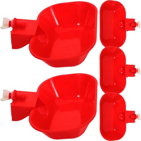 CCYKXA 5-teiliges rotes PP-Hühnertränken-Set, geräumiger Napf für einfache Wasserreinigung, weniger Nachfüllen, mehrere Hühner trinken gleichzeitig, keine Verschwendung (1/5)