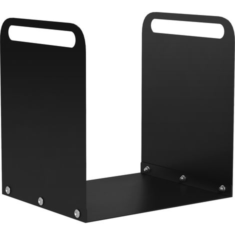 Rangement à bois de cheminée en acier noir 36,5 x 30 x 36 cm avec poignées, capacité 30 kg (1/5)