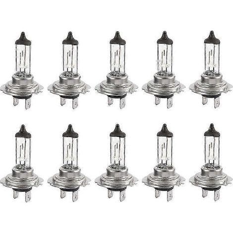 Lot de 10 ampoules H7 12V 55W ultra-lumineuses, longue durée de vie, halogène xénon, pour feux de croisement et de route. (1/5)