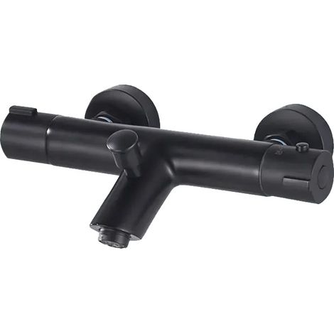 Conjunto de ducha termostática, grifería de baño, grifo mezclador de agua fría y caliente, negro A (1/2)