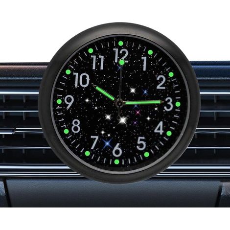Horloge de voiture Horloge à quartz rétro avec aiguilles lumineuses, clip et autocollant – Horloge autocollante avec clip et autocollant pour tableau de bord, aérations de moto et intérieur (1/5)