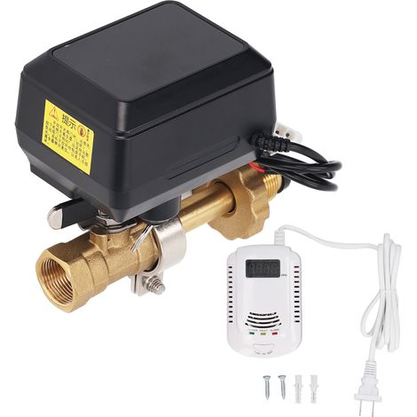 Régulateur de vanne électrique automatique anti-interférences, détecteur de gaz intégré, vanne à bille, alimentation AC90-240V, prise américaine, contrôleur intelligent pour système de sécurité domest (1/5)