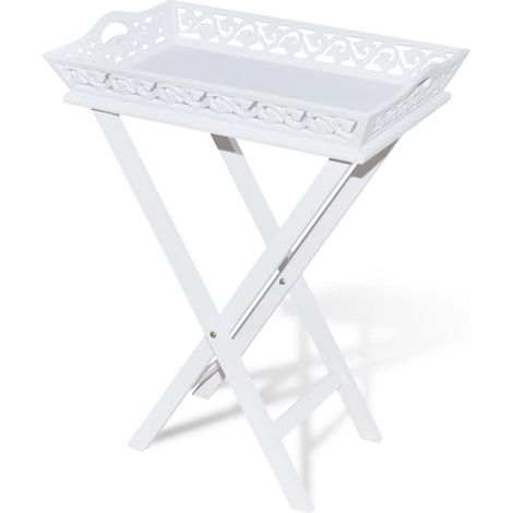 Maison Exclusive - Serviertisch/Beistelltisch mit Tablett Weiß