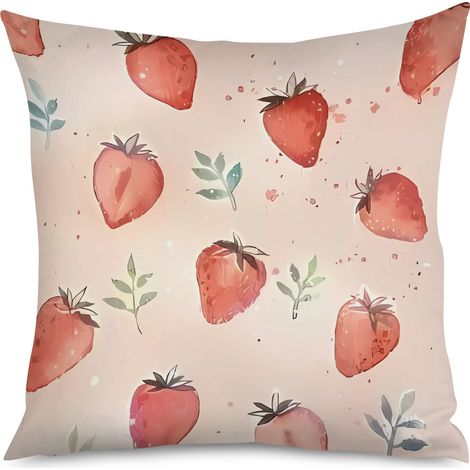 Housse de Housse Coussin Fraises Déco Intérieure (1/5)