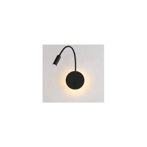 3W+8W LED-Nachttischlampe, schwarze Wandleseleuchte, moderne flexible Schwanen-LED-Leselampe fürs Schlafzimmer mit Schalter, 3000K - Crezuo