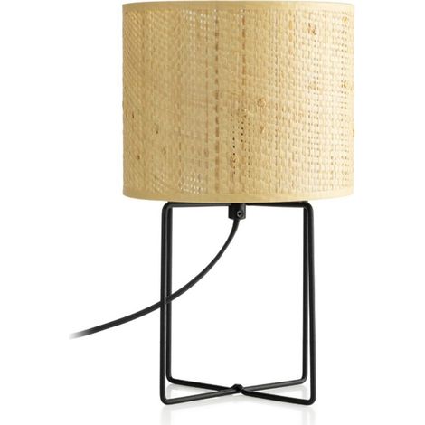 Lampada da tavolo Luminex Rattan nera crema E27 15W 31cm