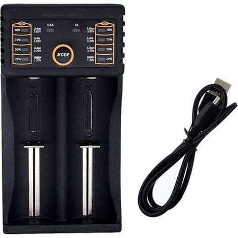 USB Chargeur de Batterie,2 Emplacements Chargeur lii-202 18650 26650 16340 14500 Chargeur de Batterielii-202 18650 26650 16340 14500 A AA AAA AAAA C Batterie (1/4)