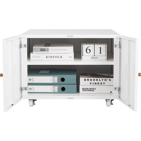 CHICFURN Mobile ufficio in metallo bianco 60 x 60 x 45 cm con porta e ripiano regolabile (1/5)