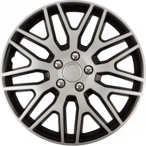 Enjoliveur de voiture noir et argent avec vis chromées Dakar NC 16" pouces