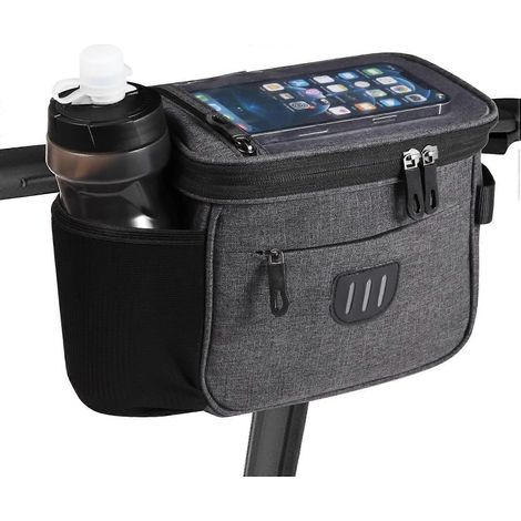 Sacoche de guidon de vélo, grande sacoche de rangement avant pour vélo, pochette transparente de 6,5 pouces avec bandoulière [jkw] (1/5)