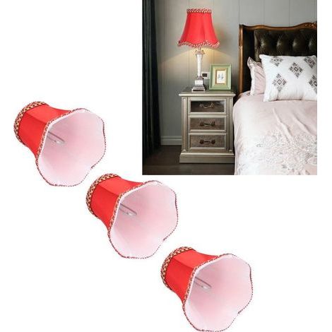 BelleRise – 3er-Pack E14-Stofflampenschirme – Modernes Design, Schnellverschluss – Rot – 13 × 12 cm (1/5)
