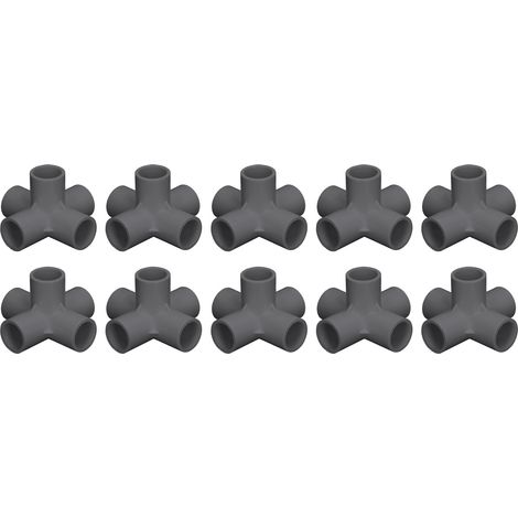 10 Raccords PVC 25mm Coude 5 Voies Noir pour Meubles Serre Tente (1/5)