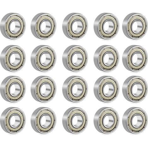 Roulement à billes 608 ZZ – Acier au carbone double blindage – Dimensions 8x22x7 mm – Charge max 34 000 tours/minute – Lot de 20 pièces - 20Pcs (1/5)
