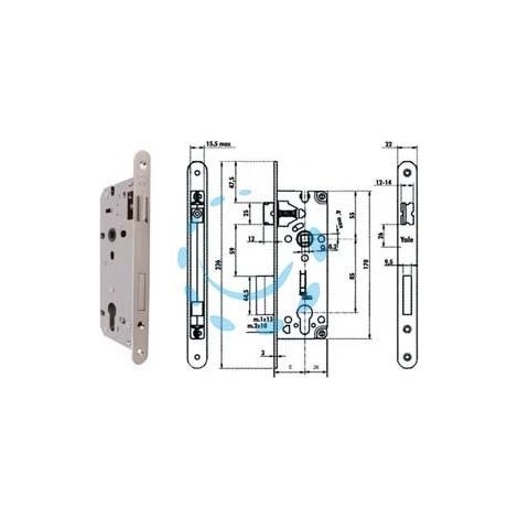 SERRATURA DA INFILARE A CILINDRO BORDO TONDO NICHELATO SATINATO 52X - mm.40 (Y52X10400S2)