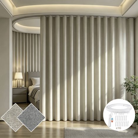 HEMVOR Rideau séparateur 100 % occultant avec rail plafond flexible 254 cm, 1 panneau, 254 × 213 cm, kaki
