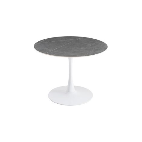 Tavolo Mimosa D 100 Bianco Marmo Grigio