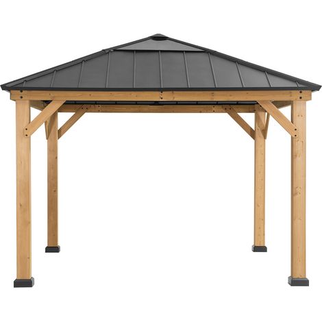 Cenador de madera de cedro PIRIN - 336cm x 336cm, antracita (1/5)