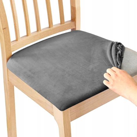 SITZBEZUG 50x50cm GRAUER ELASTISCHER VELOUR [26M]