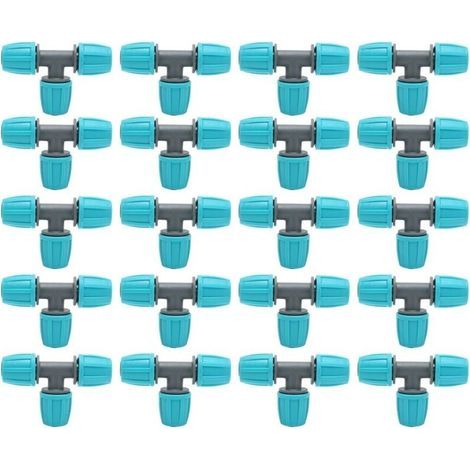 Lot de 20 té tuyau connecteur 16mm en PE – Raccord rapide pour irrigation – Dimensions 9.3x6 cm – Résistant à l'usure et à la corrosion (1/5)