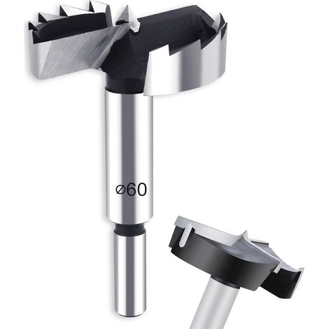 Mèche Forstner avec Tige Ronde, Foret Forstner en Acier au Tungstène, Foret Forstner pour le Bois, Accessoires de Forage pour le Travail du Bois (60MM) (1/5)