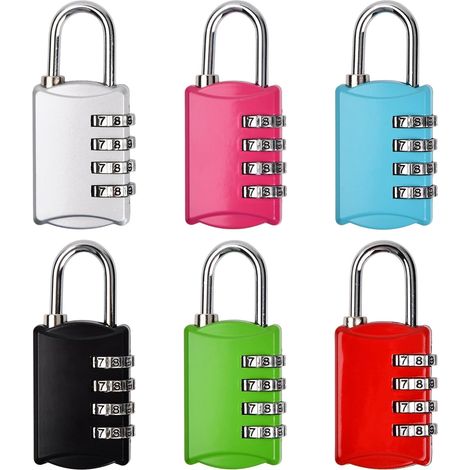 Lot de 6 cadenas 4 chiffres, Petit Cadenas à Code, Serrure Combinée pour Casier, Porte de Cave, Porte de Jardin, Garage (6PCS) (1/5)