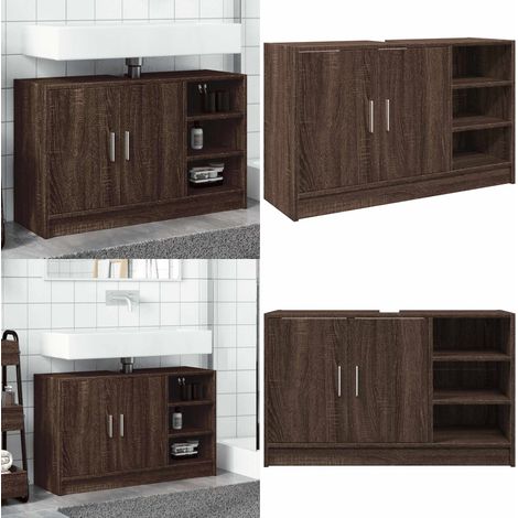 Waschbeckenunterschrank Braun Eichen-Optik 90x29x55 cm - Waschtischunterschrank - Badezimmermöbel - Badschrank - Holzwerkstoff - Eichen Optik - Home & Living