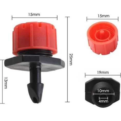 100 Stück verstellbare Bewässerungstropfer, 1/4'' Tropfbewässerungssystem Mikro-Durchfluss-Sprühdüsen (1/3)