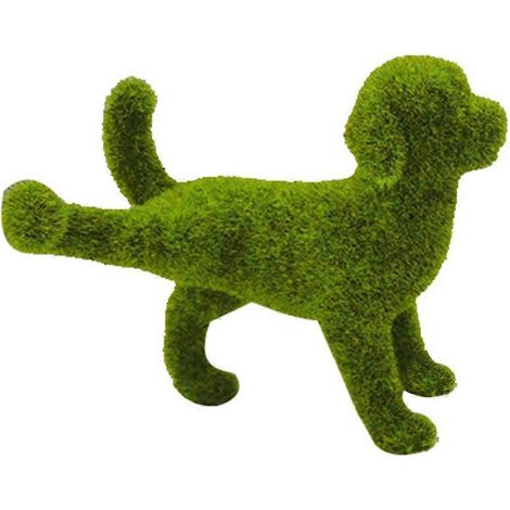 Grüne Plüschhundefigur für den Außenbereich, künstlicher Mooswelpe mit Gras, niedliche Tierfigur, Gartendekorationsskulptur, pinkelnder Welpe.