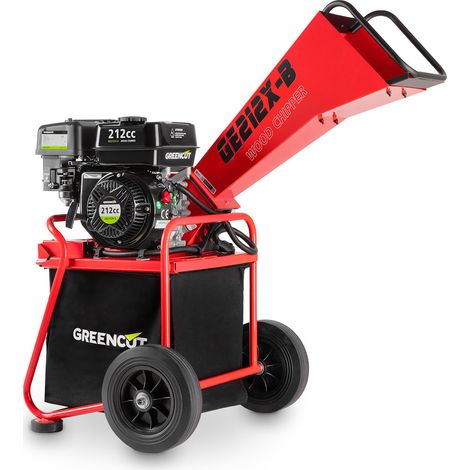 Benzin-Bio-Häcksler 212cc 5kw, Schneiddurchmesser 50mm, großer Trichter, 64L Sack, Räder und Tragegriff - Greencut GE212X-B (1/5)