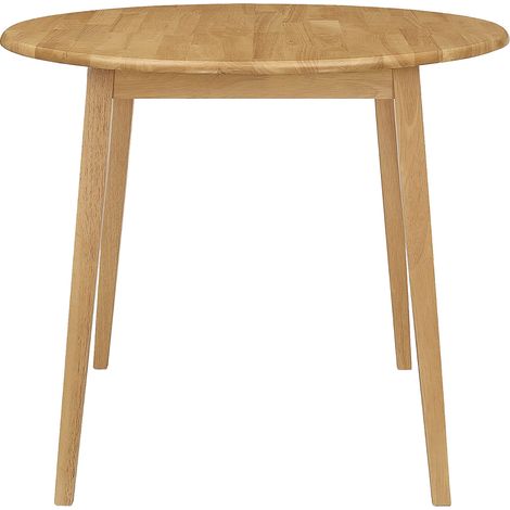 Hallowood Furniture Ledbury Drop Leaf Dining Room Table in Light Oak Finish, Solid Extending or Folding Round Wooden Table with Foldable Leaves, Space-Saving Design for Home or Restaurant