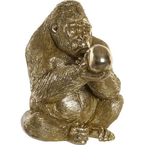 Statue gorille doré élégant pour déco intérieure africaine - Or satiné lumineux (1/4)