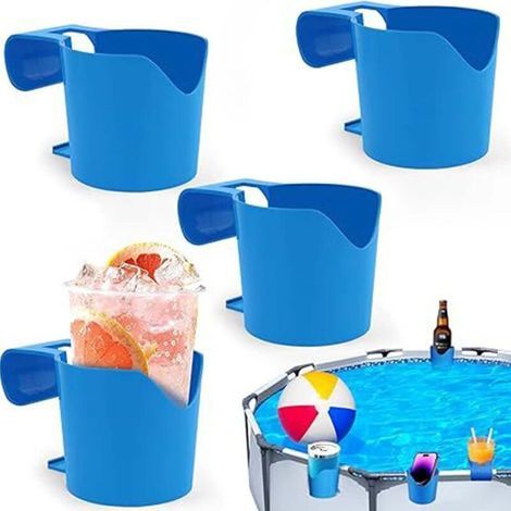 4-teiliger Pool-Becherhalter, blauer Kunststoff-Pool-Becherhalter, abnehmbarer Becherhalter, multifunktionaler Pool-Becherhalter für Getränke, Schlüssel, Bier (1/5)