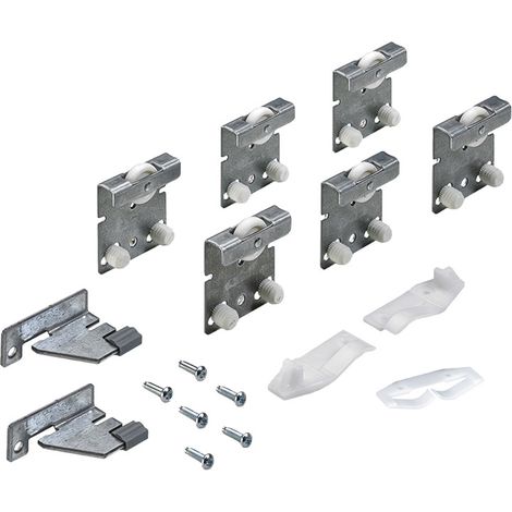 Kit coulisse de porte supérieur topline 27 3 portes - Charge maxi par vantail : 25 kg - Garniture : Pour 3 vantaux - Hauteur maxi : 2000 mm - Largeur maxi : 1750 mm - Largeur mini : 500 mm - HETTICH (1/3)